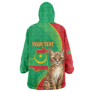 Personalized Mauritania Kid Wearable Blanket Hoodie Felis Lybica - Islamic Mix African Pattern