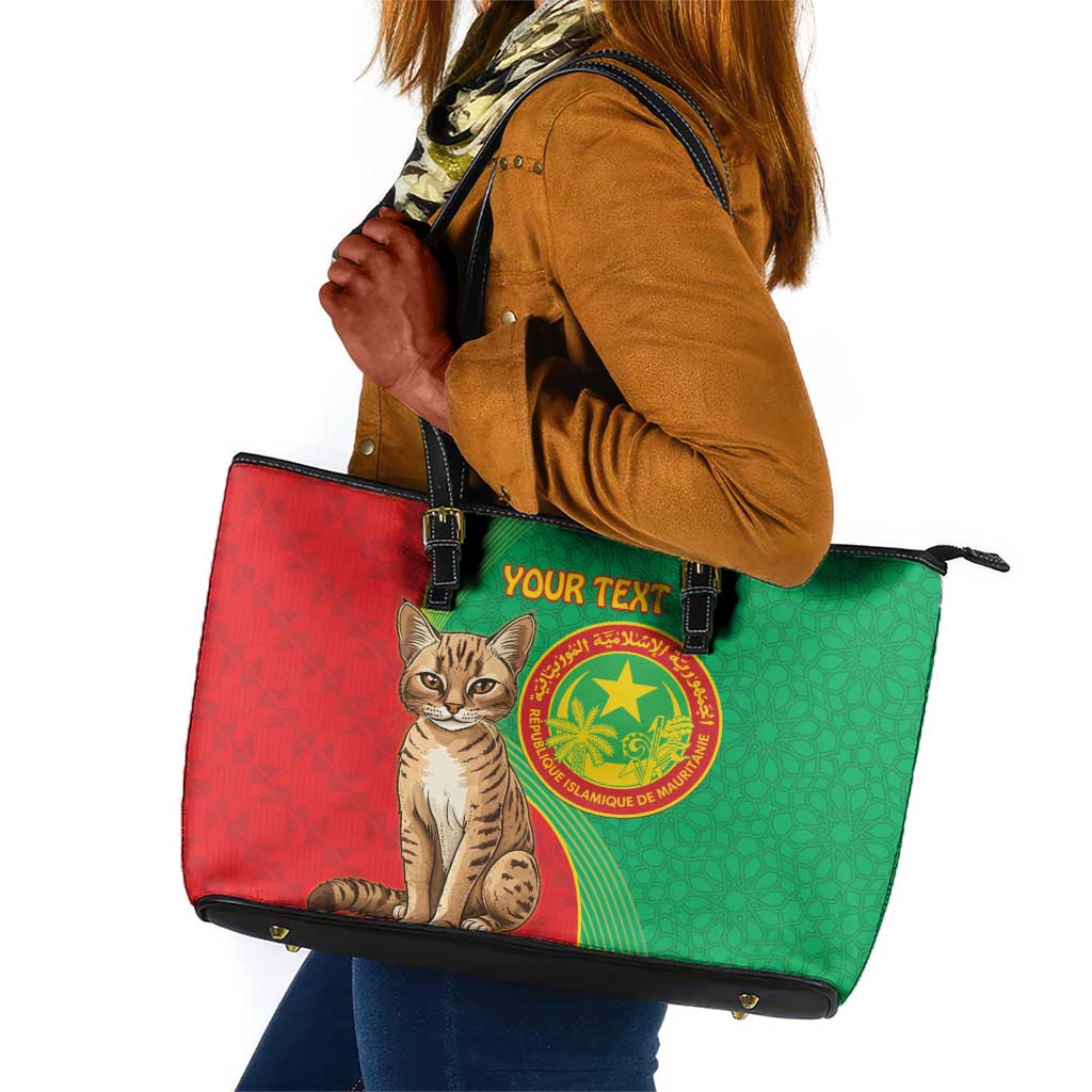 Personalized Mauritania Leather Tote Bag Felis Lybica - Islamic Mix African Pattern