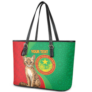 Personalized Mauritania Leather Tote Bag Felis Lybica - Islamic Mix African Pattern