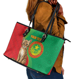 Personalized Mauritania Leather Tote Bag Felis Lybica - Islamic Mix African Pattern