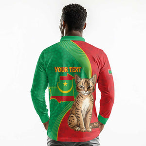 Personalized Mauritania Long Sleeve Polo Shirt Felis Lybica - Islamic Mix African Pattern