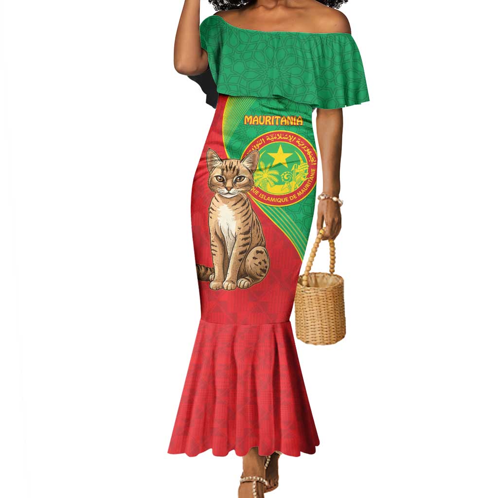 Personalized Mauritania Mermaid Dress Felis Lybica - Islamic Mix African Pattern