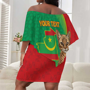 Personalized Mauritania Off Shoulder Short Dress Felis Lybica - Islamic Mix African Pattern