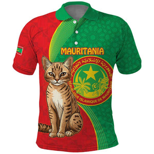 Personalized Mauritania Polo Shirt Felis Lybica - Islamic Mix African Pattern