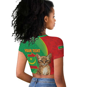 Personalized Mauritania Raglan Cropped T shirt Felis Lybica - Islamic Mix African Pattern