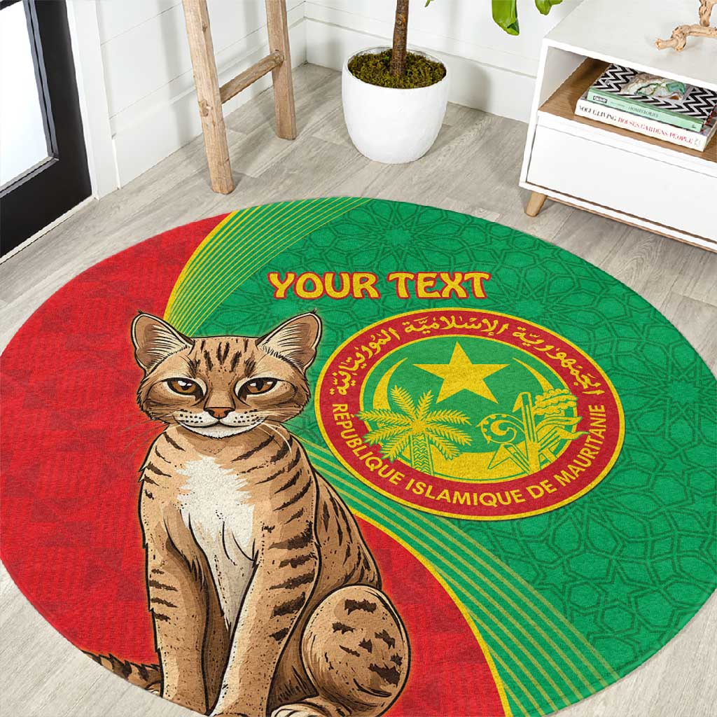 Personalized Mauritania Round Carpet Felis Lybica - Islamic Mix African Pattern