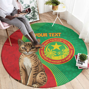 Personalized Mauritania Round Carpet Felis Lybica - Islamic Mix African Pattern