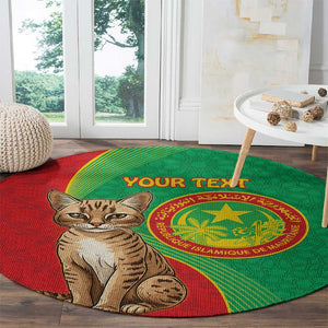 Personalized Mauritania Round Carpet Felis Lybica - Islamic Mix African Pattern