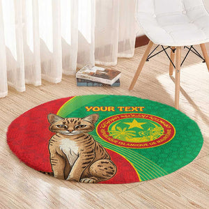 Personalized Mauritania Round Carpet Felis Lybica - Islamic Mix African Pattern