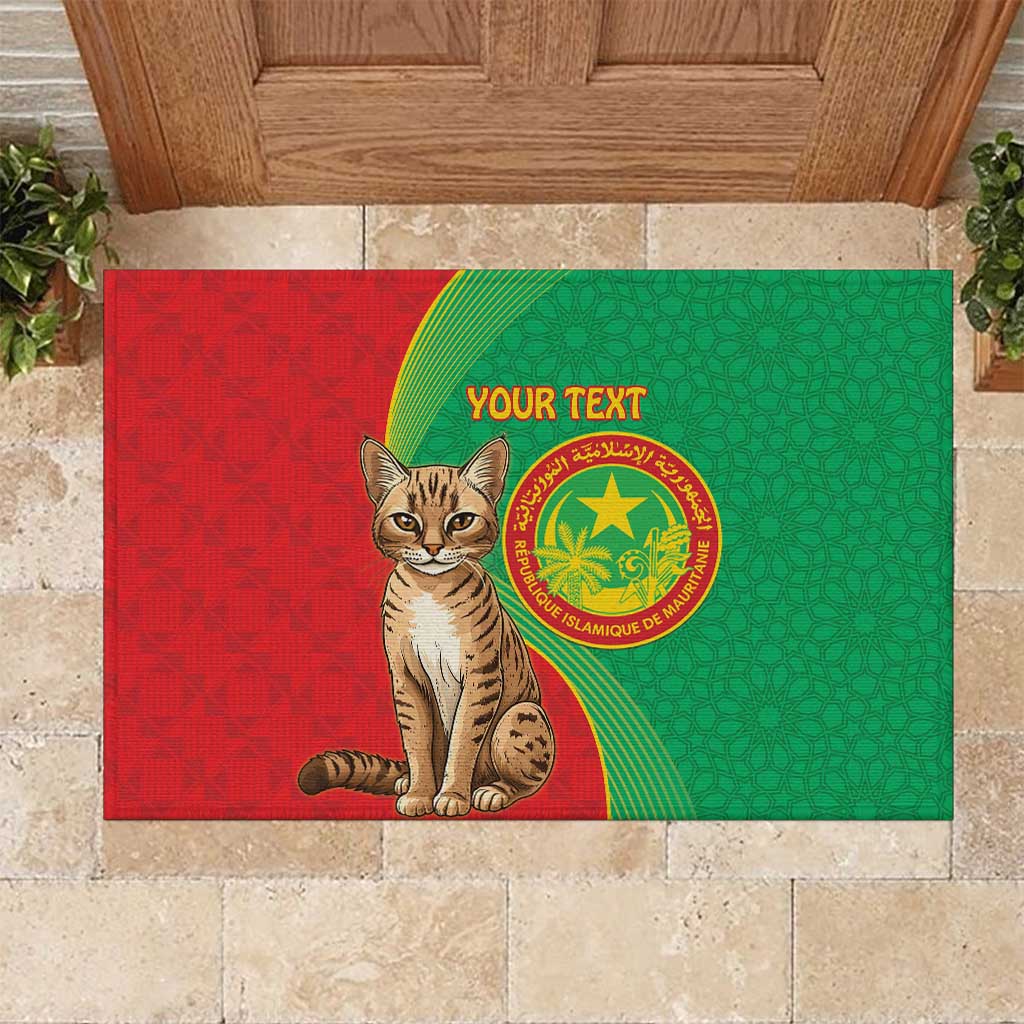 Personalized Mauritania Rubber Doormat Felis Lybica - Islamic Mix African Pattern