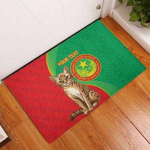 Personalized Mauritania Rubber Doormat Felis Lybica - Islamic Mix African Pattern