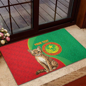 Personalized Mauritania Rubber Doormat Felis Lybica - Islamic Mix African Pattern