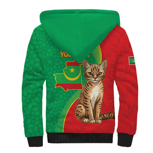 Personalized Mauritania Sherpa Hoodie Felis Lybica - Islamic Mix African Pattern