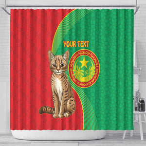 Personalized Mauritania Shower Curtain Felis Lybica - Islamic Mix African Pattern