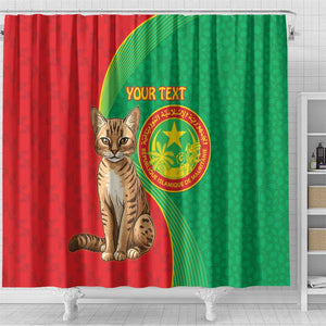 Personalized Mauritania Shower Curtain Felis Lybica - Islamic Mix African Pattern