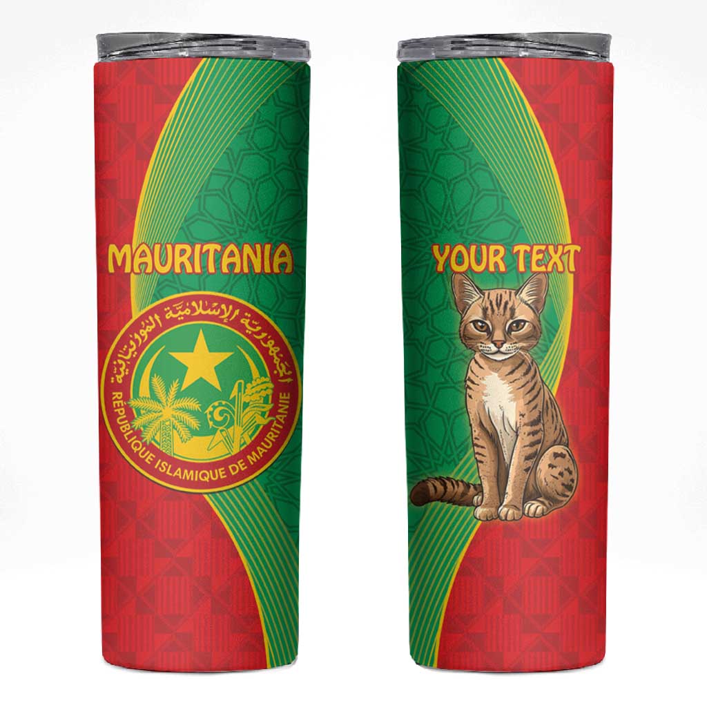 Personalized Mauritania Skinny Tumbler Felis Lybica - Islamic Mix African Pattern