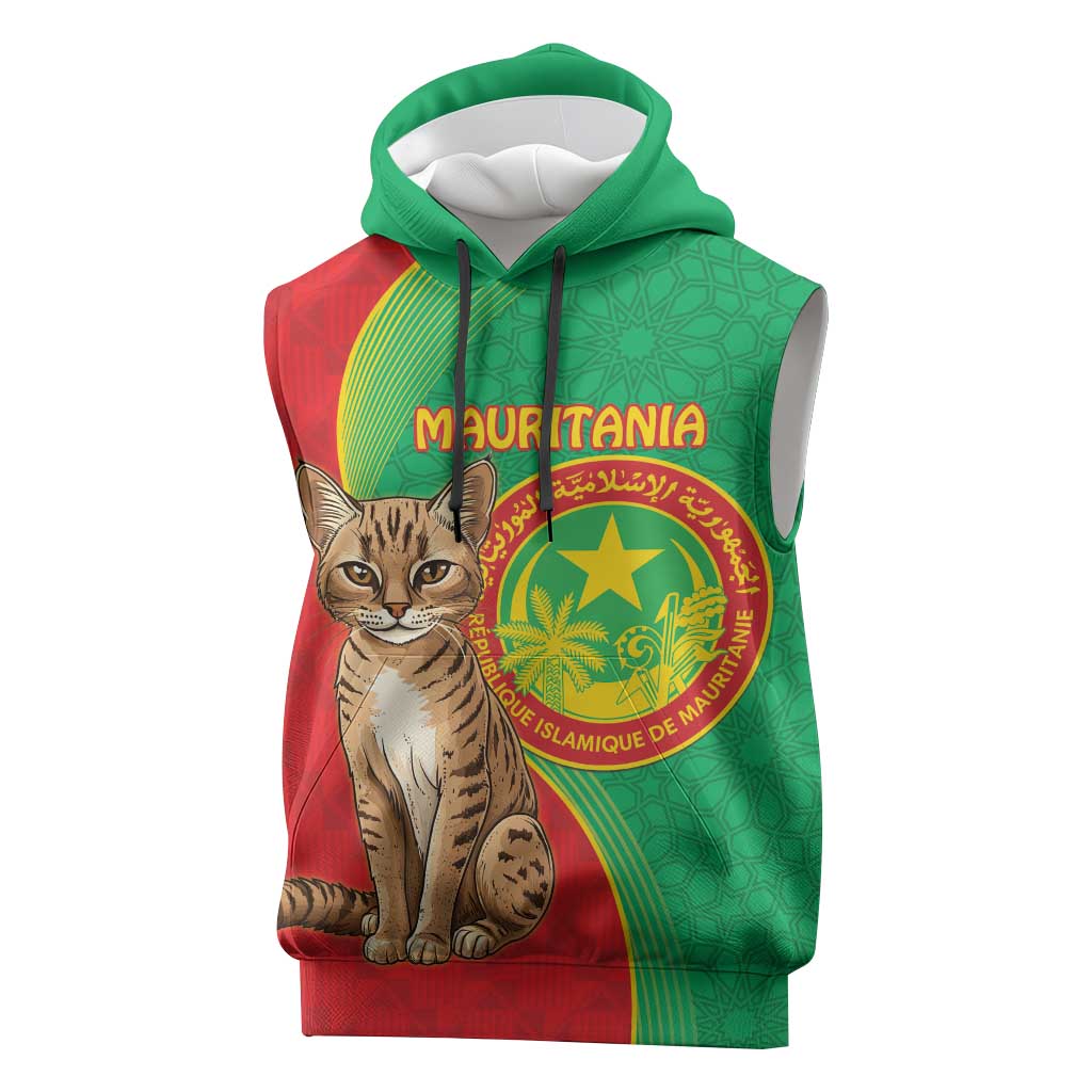 Personalized Mauritania Sleeveless Hoodie Felis Lybica - Islamic Mix African Pattern - African Pride