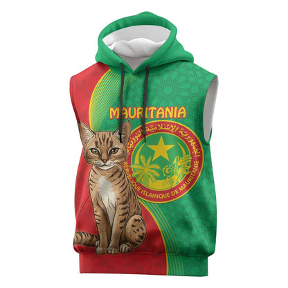 Personalized Mauritania Sleeveless Hoodie Felis Lybica - Islamic Mix African Pattern - African Pride