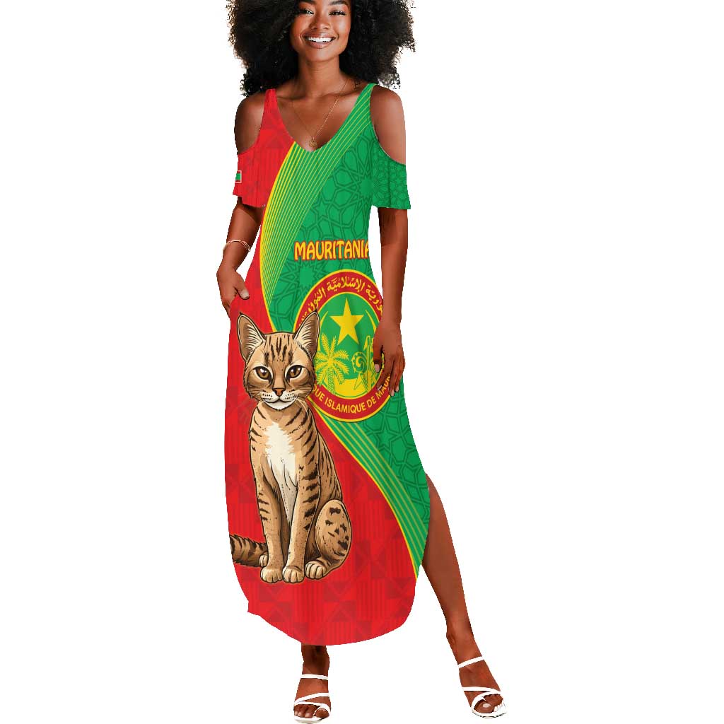 Personalized Mauritania Summer Maxi Dress Felis Lybica - Islamic Mix African Pattern