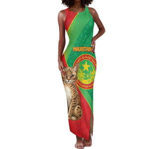 Personalized Mauritania Tank Maxi Dress Felis Lybica - Islamic Mix African Pattern