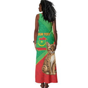 Personalized Mauritania Tank Maxi Dress Felis Lybica - Islamic Mix African Pattern