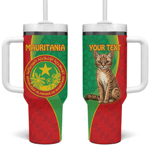 Personalized Mauritania Tumbler With Handle Felis Lybica - Islamic Mix African Pattern