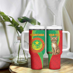 Personalized Mauritania Tumbler With Handle Felis Lybica - Islamic Mix African Pattern