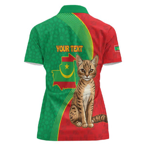 Personalized Mauritania Women Polo Shirt Felis Lybica - Islamic Mix African Pattern