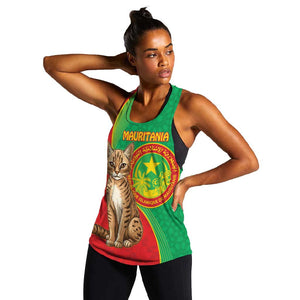 Personalized Mauritania Women Racerback Tank Felis Lybica - Islamic Mix African Pattern