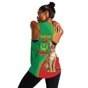 Personalized Mauritania Women Racerback Tank Felis Lybica - Islamic Mix African Pattern