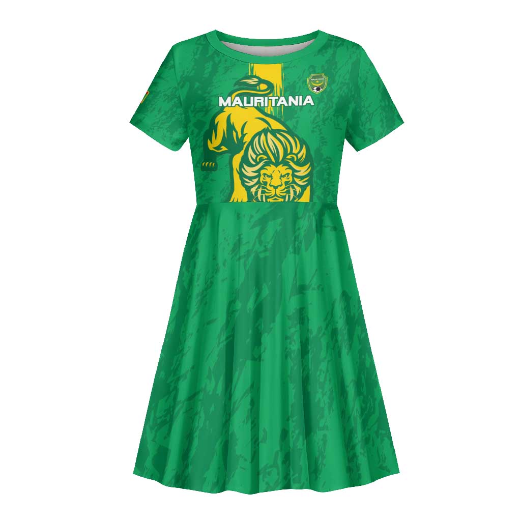 Custom Mauritania Football Kid Short Sleeve Dress Go Lions of Chinguetti