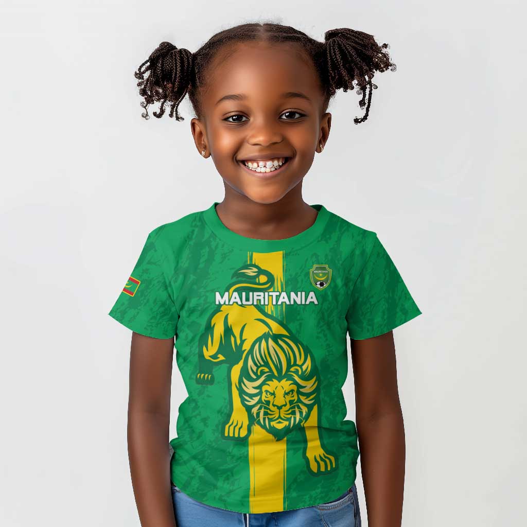 Custom Mauritania Football Kid T shirt Go Lions of Chinguetti