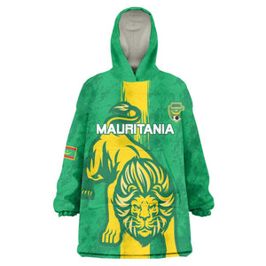 Custom Mauritania Football Kid Wearable Blanket Hoodie Go Lions of Chinguetti