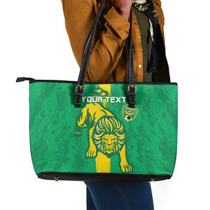 Custom Mauritania Football Leather Tote Bag Go Lions of Chinguetti