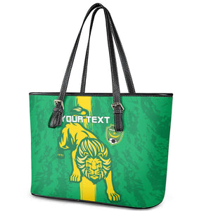 Custom Mauritania Football Leather Tote Bag Go Lions of Chinguetti