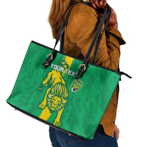 Custom Mauritania Football Leather Tote Bag Go Lions of Chinguetti