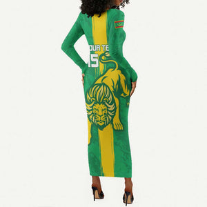 Custom Mauritania Football Long Sleeve Bodycon Dress Go Lions of Chinguetti