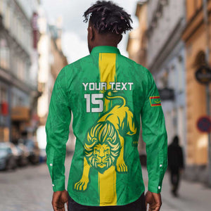 Custom Mauritania Football Long Sleeve Button Shirt Go Lions of Chinguetti