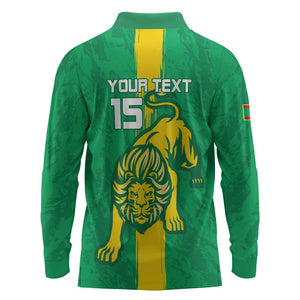 Custom Mauritania Football Long Sleeve Polo Shirt Go Lions of Chinguetti