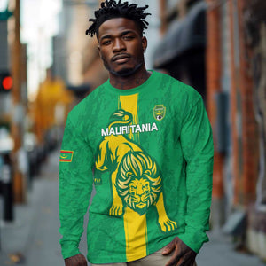 Custom Mauritania Football Long Sleeve Shirt Go Lions of Chinguetti