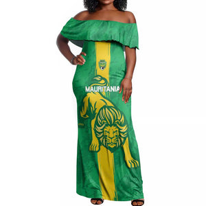 Custom Mauritania Football Off Shoulder Maxi Dress Go Lions of Chinguetti