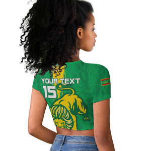 Custom Mauritania Football Raglan Cropped T shirt Go Lions of Chinguetti