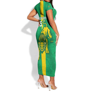 Custom Mauritania Football Short Sleeve Bodycon Dress Go Lions of Chinguetti