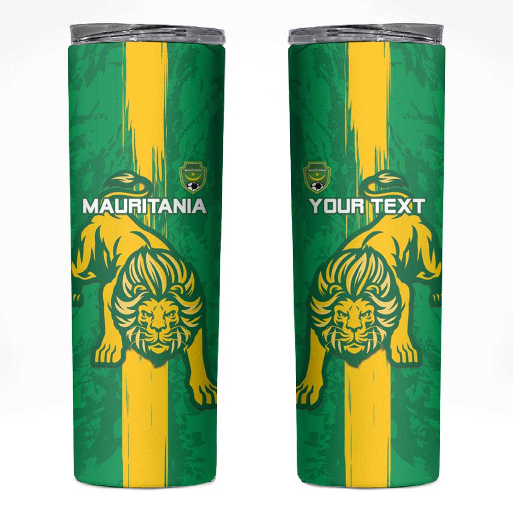 Custom Mauritania Football Skinny Tumbler Go Lions of Chinguetti