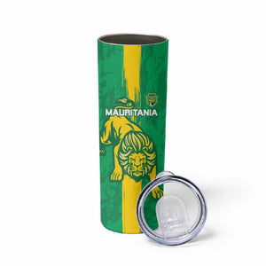 Custom Mauritania Football Skinny Tumbler Go Lions of Chinguetti