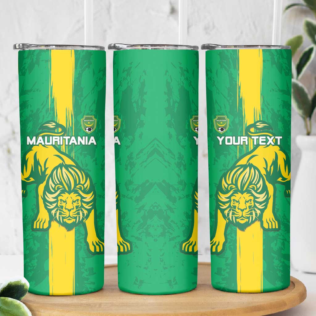 Custom Mauritania Football Skinny Tumbler Go Lions of Chinguetti