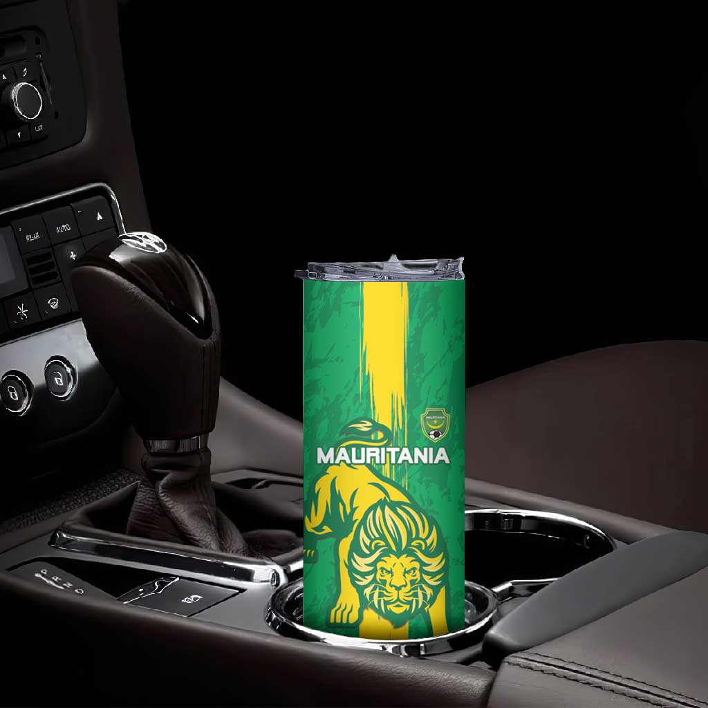 Custom Mauritania Football Skinny Tumbler Go Lions of Chinguetti