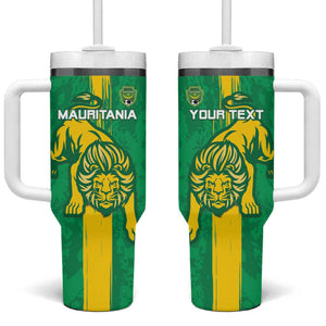 Custom Mauritania Football Tumbler With Handle Go Lions of Chinguetti