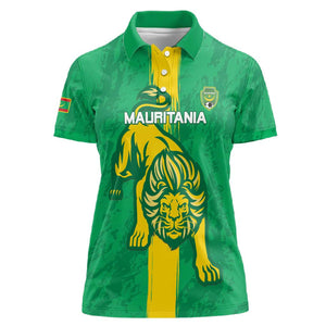 Custom Mauritania Football Women Polo Shirt Go Lions of Chinguetti