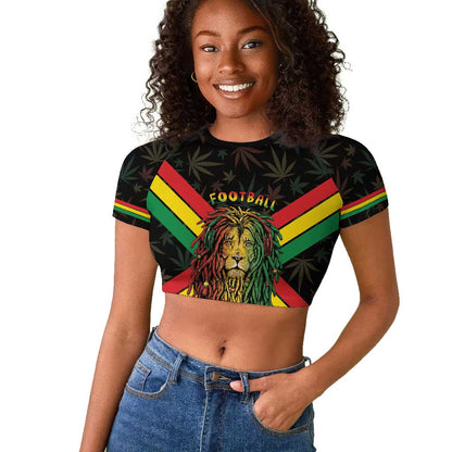 Legend Reggae Marley Football Raglan Cropped T shirt Rasta Lion